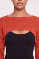 Studded Crop Bolero Sweater