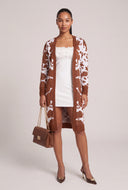 Cow Print Long Cardigan