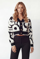 Lauren Boucle Swirl Print Crop Cardigan
