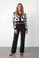 Lauren Boucle Swirl Print Crop Cardigan
