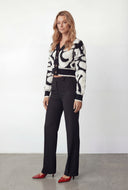 Lauren Boucle Swirl Print Crop Cardigan