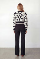 Lauren Boucle Swirl Print Crop Cardigan