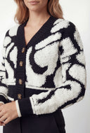 Lauren Boucle Swirl Print Crop Cardigan