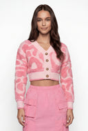 Lauren Boucle Swirl Print Crop Cardigan
