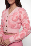 Lauren Boucle Swirl Print Crop Cardigan