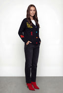 Harlow Embroidered Graphic Knit Cardigan