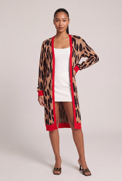 Marlena Leopard Print Long Cardigan