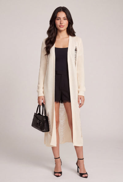 Distressed Open Front Duster
