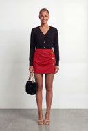 Lace-Up Back Brushed Knit Sweater