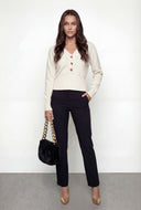 Lace-Up Back Brushed Knit Sweater