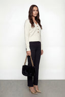 Lace-Up Back Brushed Knit Sweater