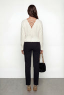 Lace-Up Back Brushed Knit Sweater