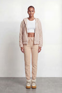 Zip Front Ribbed Sherpa Hooded Jacket