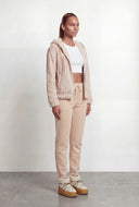 Zip Front Ribbed Sherpa Hooded Jacket