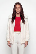 Zyla Ribbed Sherpa Zip Front Jacket