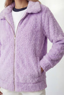 Zyla Ribbed Sherpa Zip Front Jacket