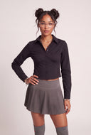 Corset Detail Long Sleeve Top