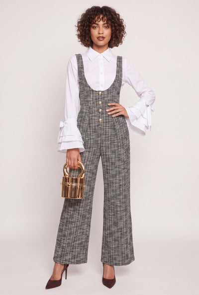 Tweed Plunge Jumpsuit
