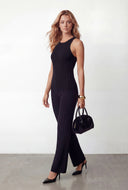 Sleeveless Rib Knit Wide-Leg Jumpsuit