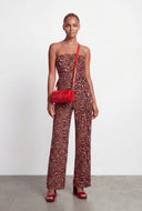 Smocked Animal Print Strapless Jumpsuit