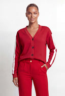 Ellis Varsity Stripe Sleeve Fleece Cardigan