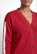 Ellis Varsity Stripe Sleeve Fleece Cardigan