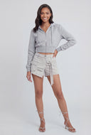 Zip Fleece Crop Hoodie
