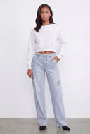 Leslie Fleece Lined Crop Pullover Sweatshirt