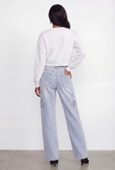 Leslie Fleece Lined Crop Pullover Sweatshirt
