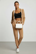 Velour Zip Crop Hooded Sweatshirt