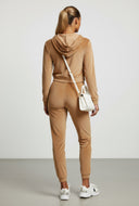 Velour Zip Crop Hooded Sweatshirt