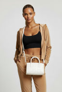 Velour Zip Crop Hooded Sweatshirt