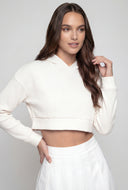 Ribbed Cropped Pullover Hoodie