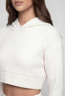 Ribbed Cropped Pullover Hoodie
