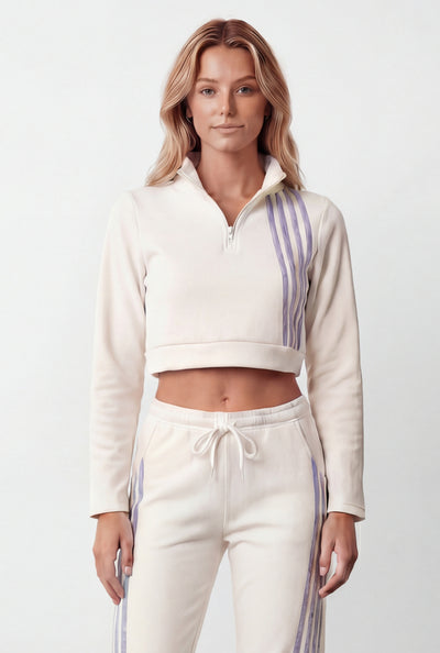 Keziah Cropped Fleece Quarter Zip Sweatshirt
