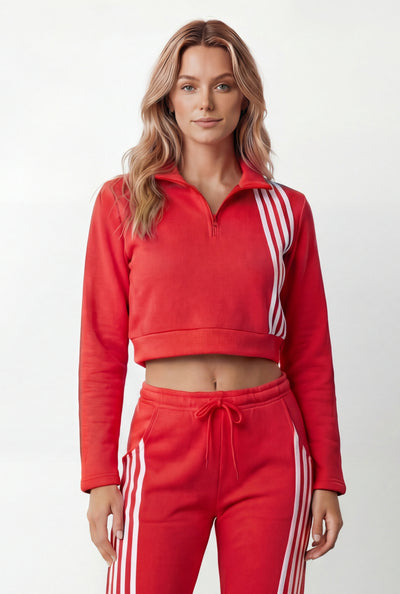 Keziah Cropped Fleece Quarter Zip Sweatshirt