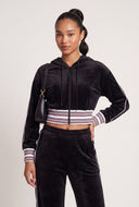 Velour Crop Zip Hoodie
