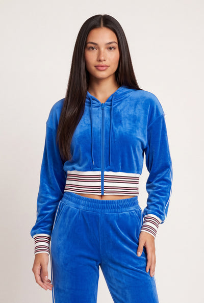 Velour Crop Zip Hoodie