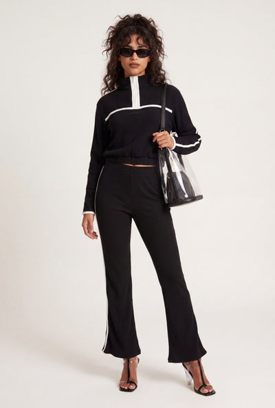 Contrast Stripe Flare Pants