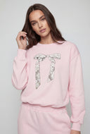 Bow Bubble Hem Pullover Sweatshirt