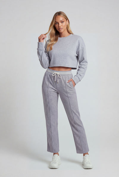 Pintuck Straight-Leg Sweatpants