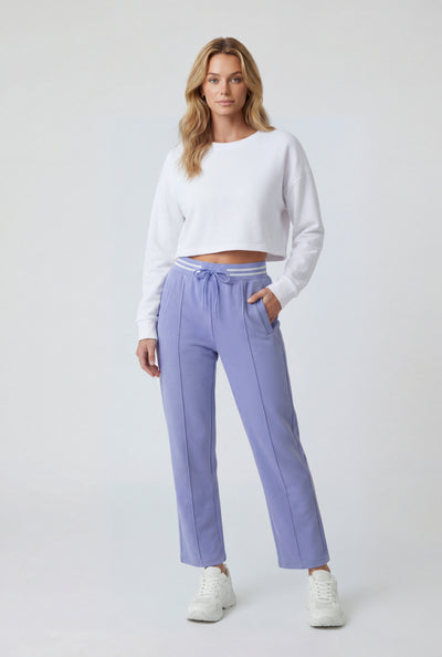 Pintuck Straight-Leg Sweatpants