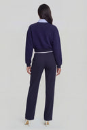 New York Striped Collar Crop Sweatshirt