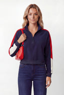 Color Blocked Quarter Zip Pullover Top