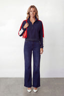 Color Blocked Quarter Zip Pullover Top
