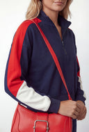 Color Blocked Quarter Zip Pullover Top
