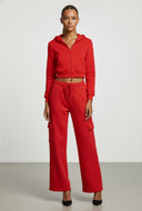 Zip Front Crop Hooded Sweatshirt