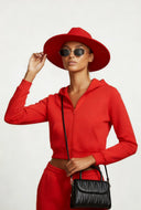 Zip Front Crop Hooded Sweatshirt