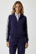 Andi Striped Nylon Mock Neck Track Jacket