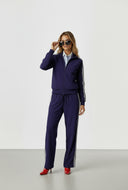 Andi Striped Nylon Mock Neck Track Jacket